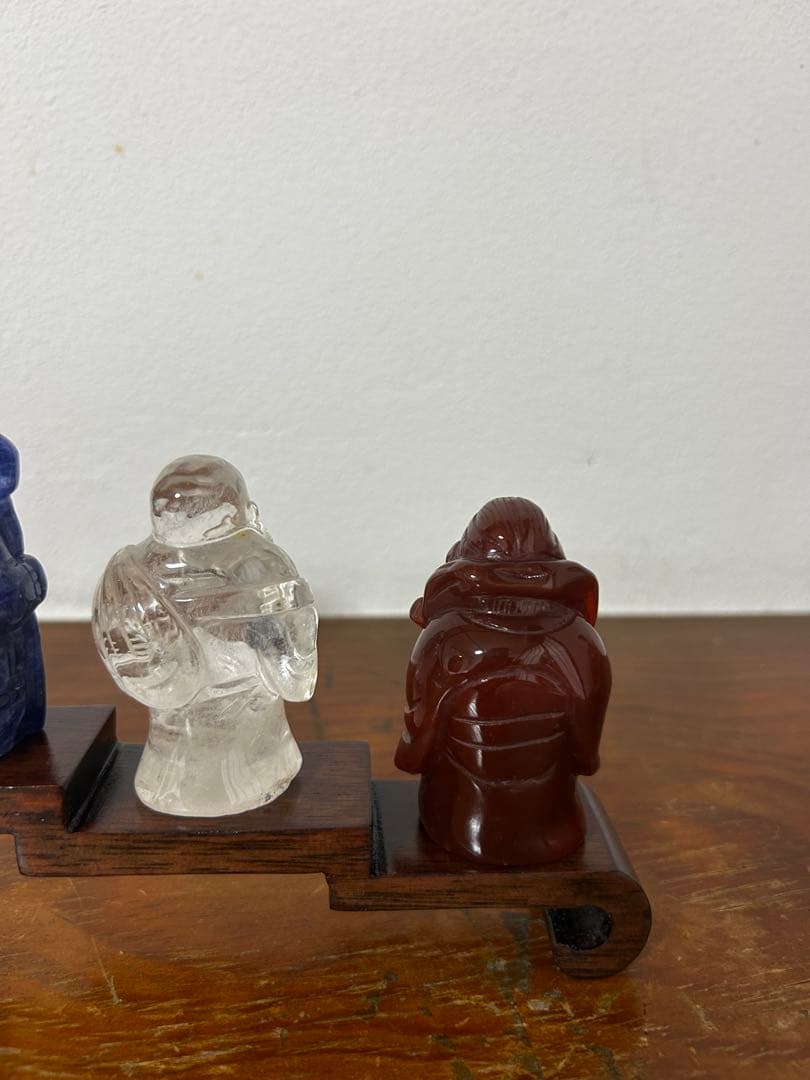 昆*庚様 七福神 天然石置物7体セット　超美品