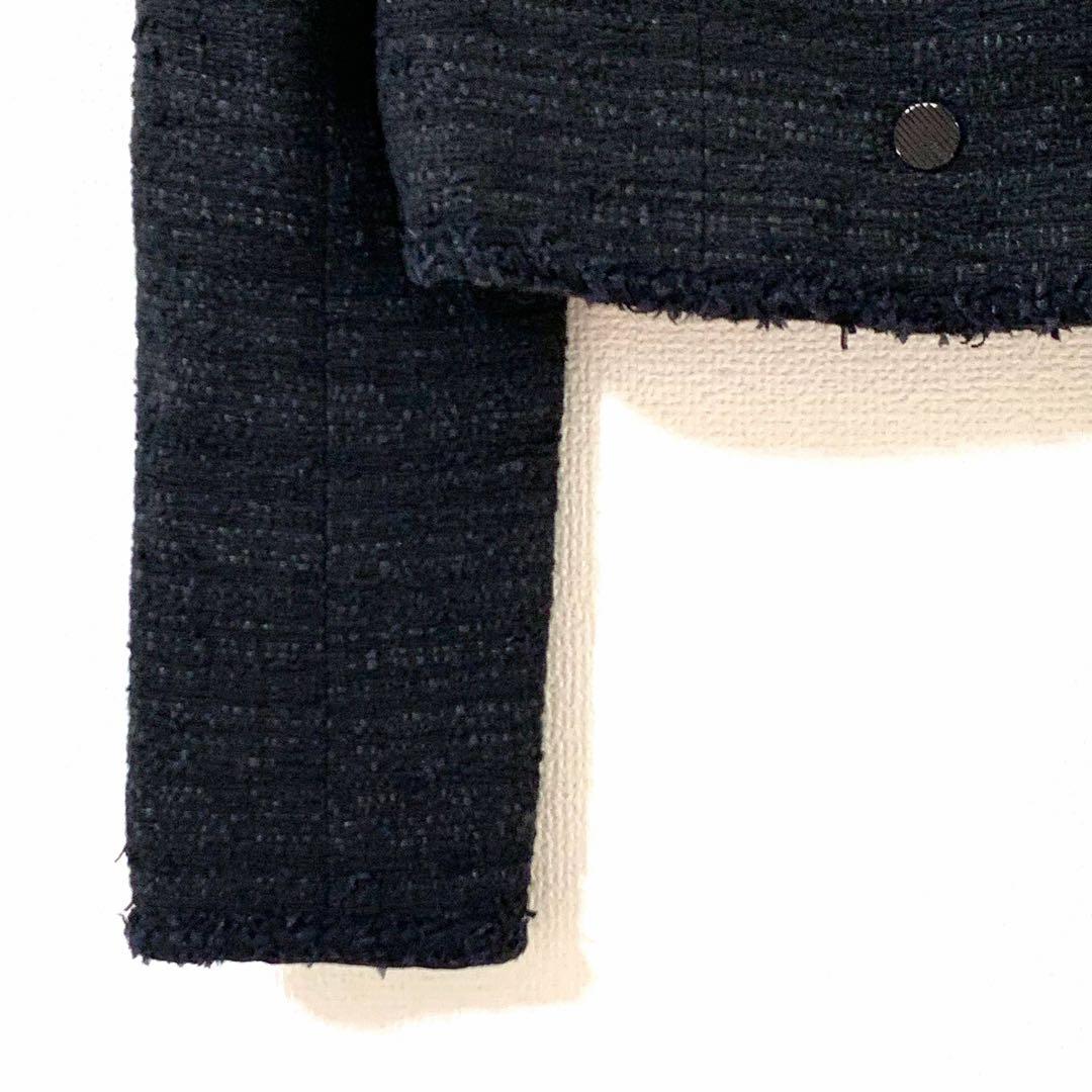 美品⭐️ショート丈 ツイードジャケット Rene TISSUE ボタン 黒 36