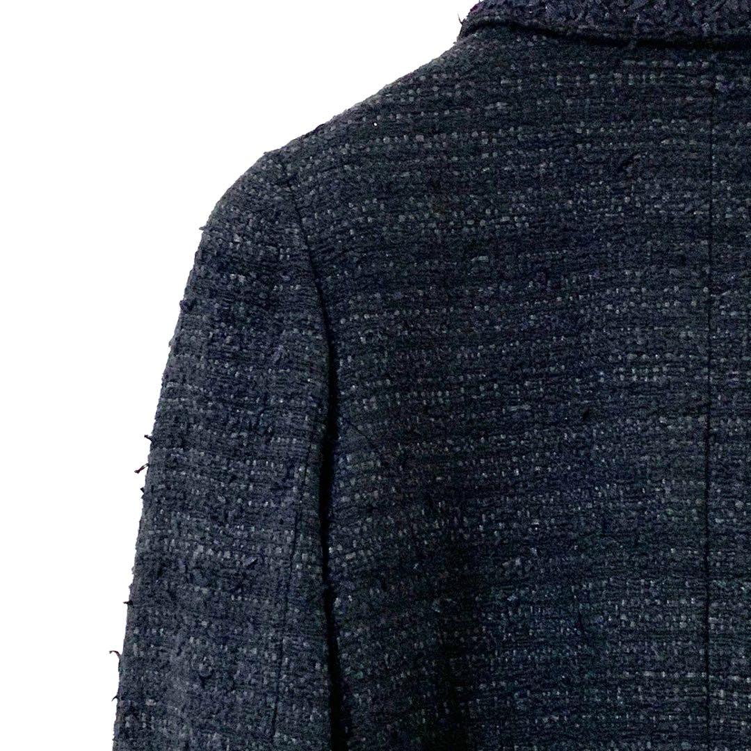 美品⭐️ショート丈 ツイードジャケット Rene TISSUE ボタン 黒 36