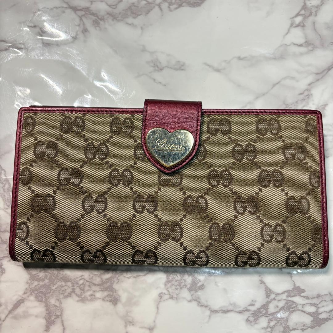 【早い者勝ち】グッチ 長財布 ハート ワインレッド 箱 保存袋 #B645