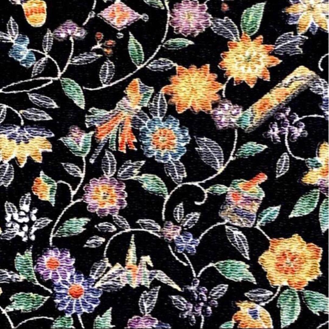 更紗縮緬 小紋 ちりめん 着物 正絹 和服 レトロモダン