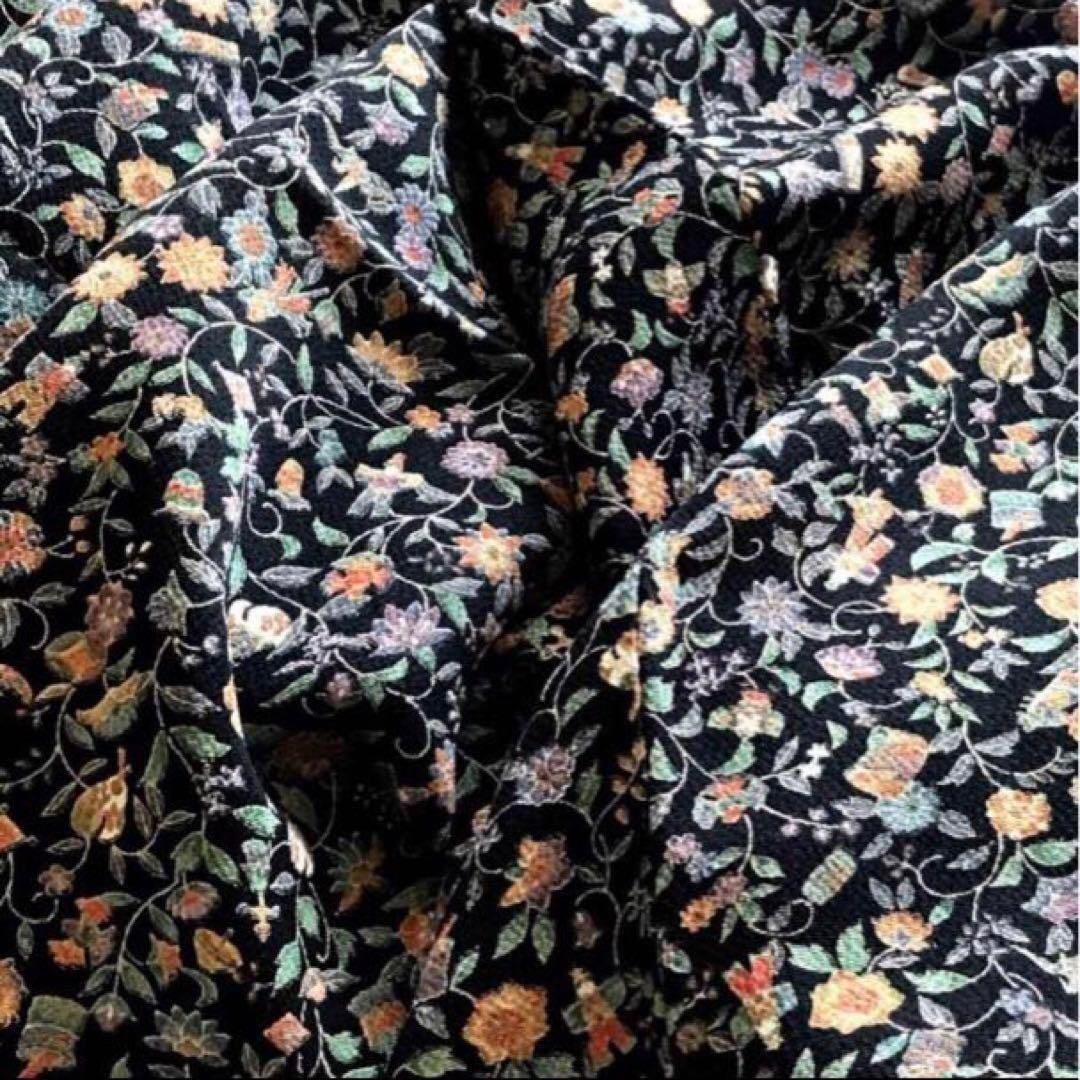 更紗縮緬 小紋 ちりめん 着物 正絹 和服 レトロモダン