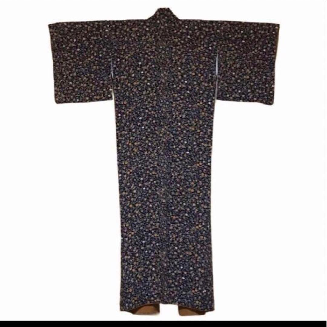 更紗縮緬 小紋 ちりめん 着物 正絹 和服 レトロモダン