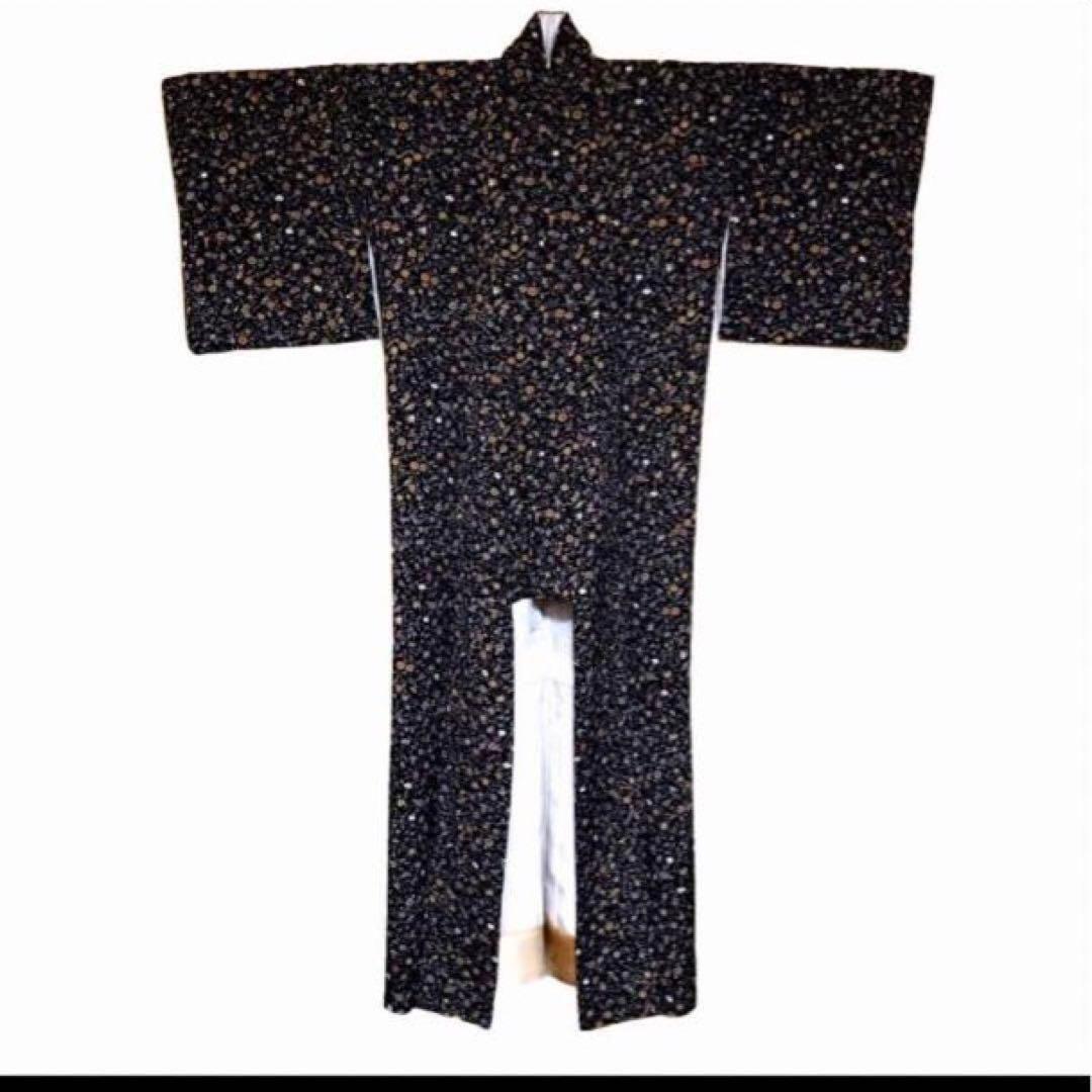 更紗縮緬 小紋 ちりめん 着物 正絹 和服 レトロモダン