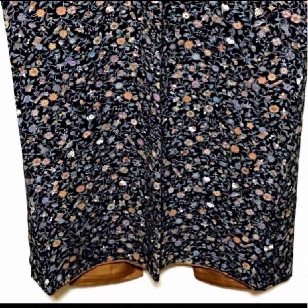 更紗縮緬 小紋 ちりめん 着物 正絹 和服 レトロモダン