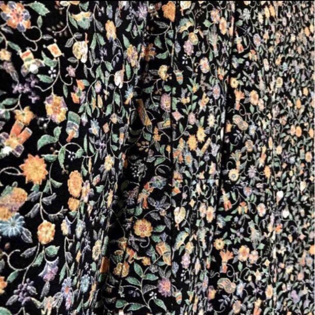 更紗縮緬 小紋 ちりめん 着物 正絹 和服 レトロモダン