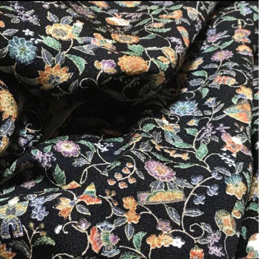 更紗縮緬 小紋 ちりめん 着物 正絹 和服 レトロモダン