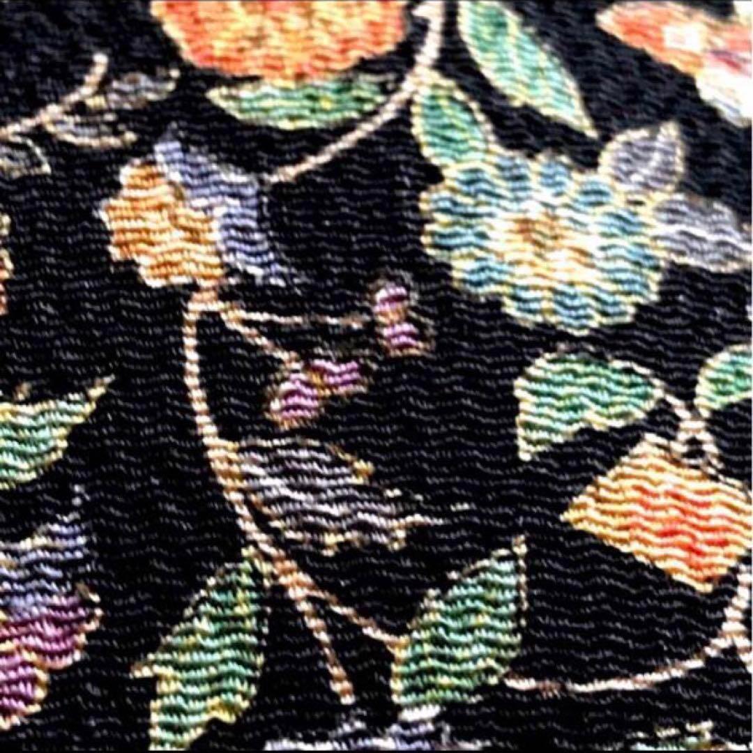 更紗縮緬 小紋 ちりめん 着物 正絹 和服 レトロモダン