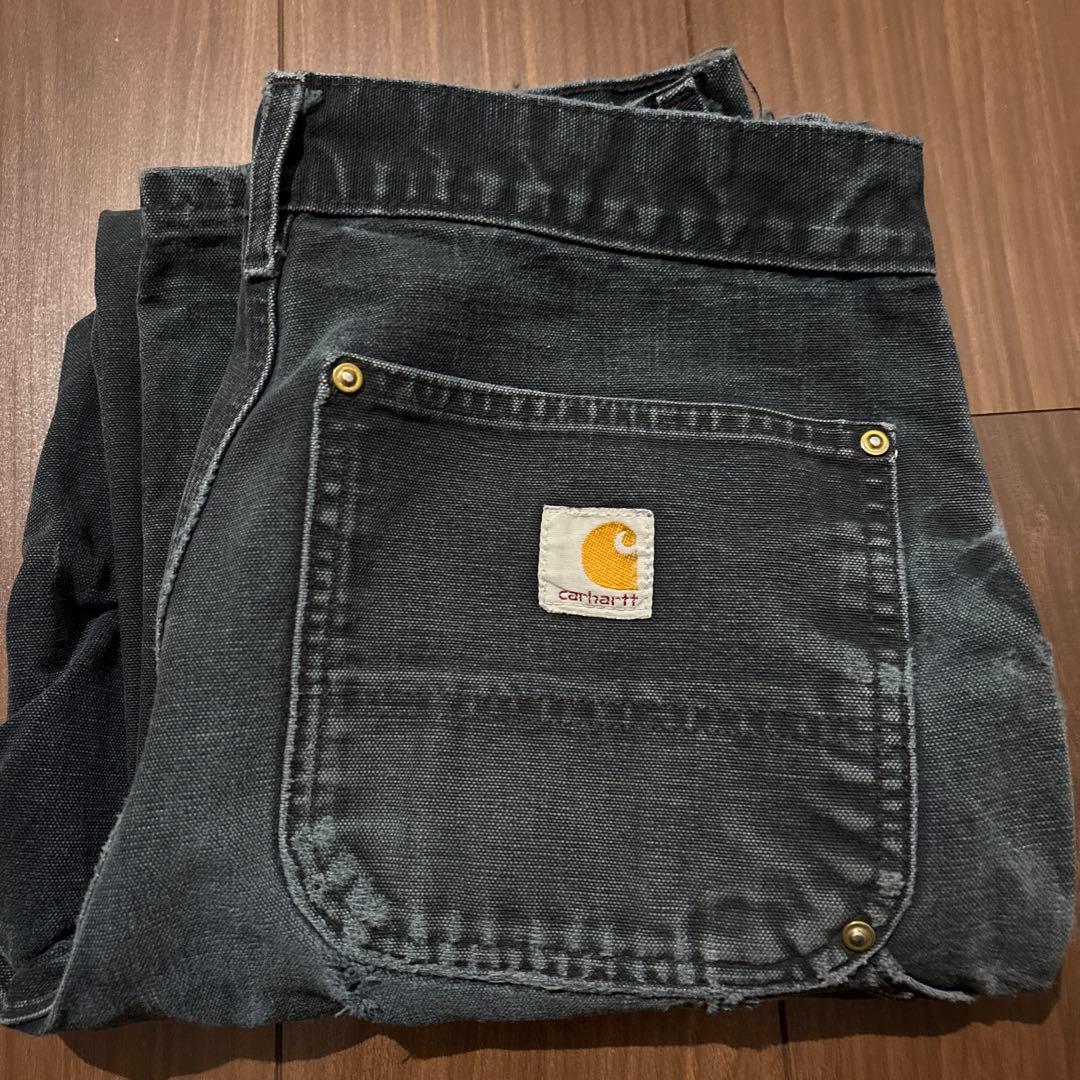 鬼フェード　ヴィンテージ　カーハートダブルニーペインターパンツ　USA製　すみ黒