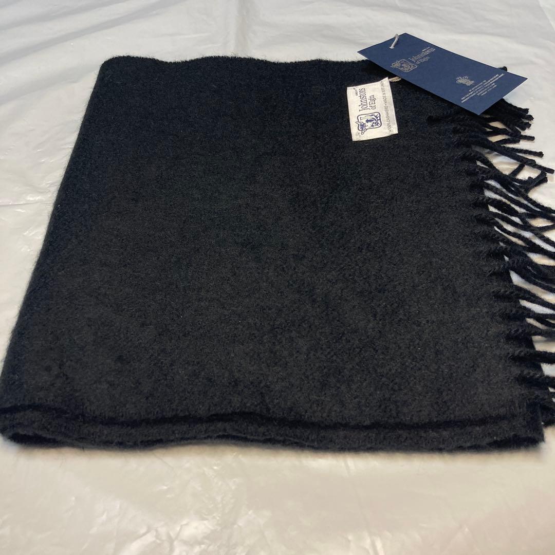 新品 ジョンストンズ カシミヤ100％ マフラー ブラック