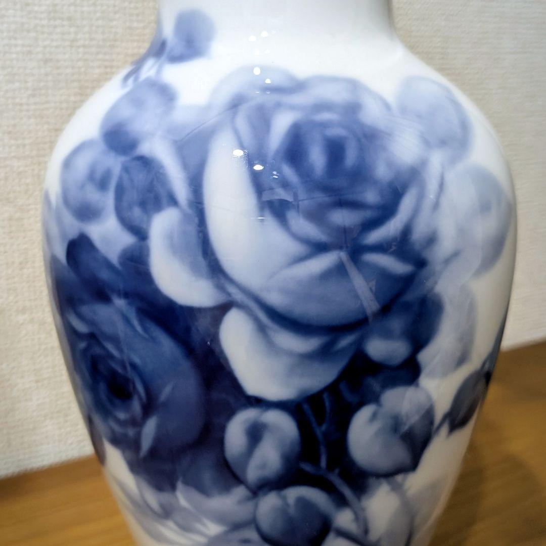 新品 大倉陶園 ブルーローズ ノリタケ 花瓶 フラワーベース 花器 白磁