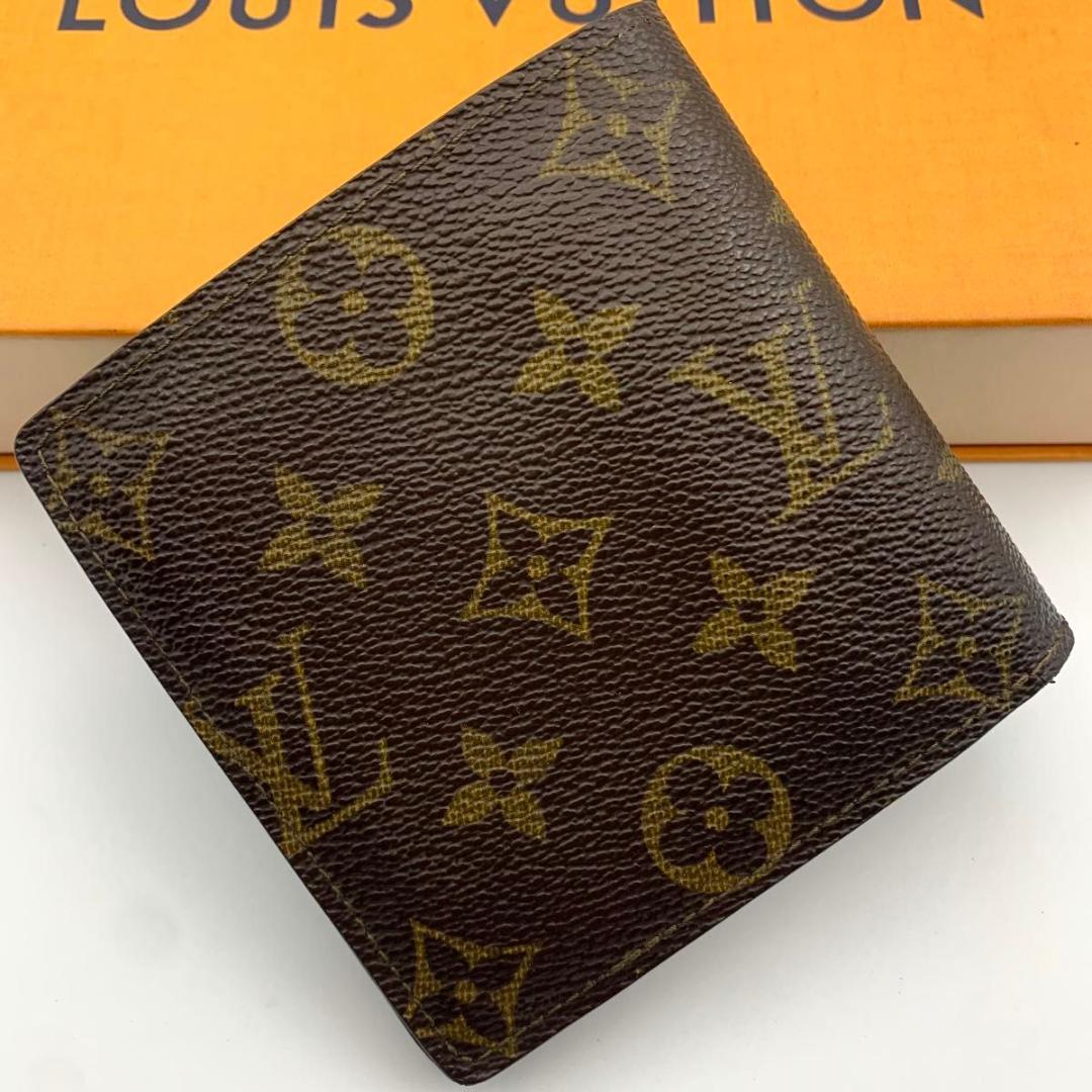 鑑定済み ルイヴィトン ポルトフォイユ マルコ 二つ折り 財布 ミニ モノグラム