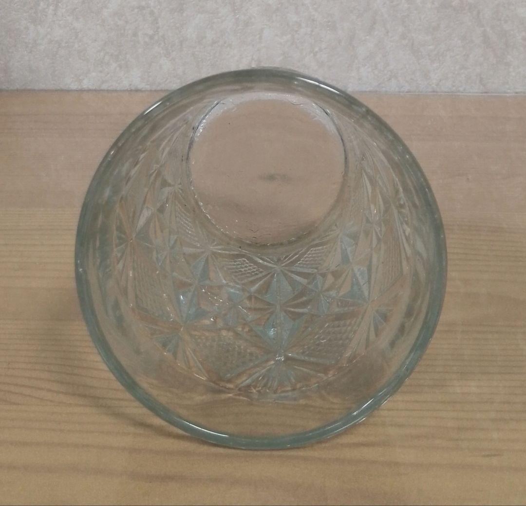 大正〜昭和初期 プレスガラス 幾何学文様 水飲みコップ