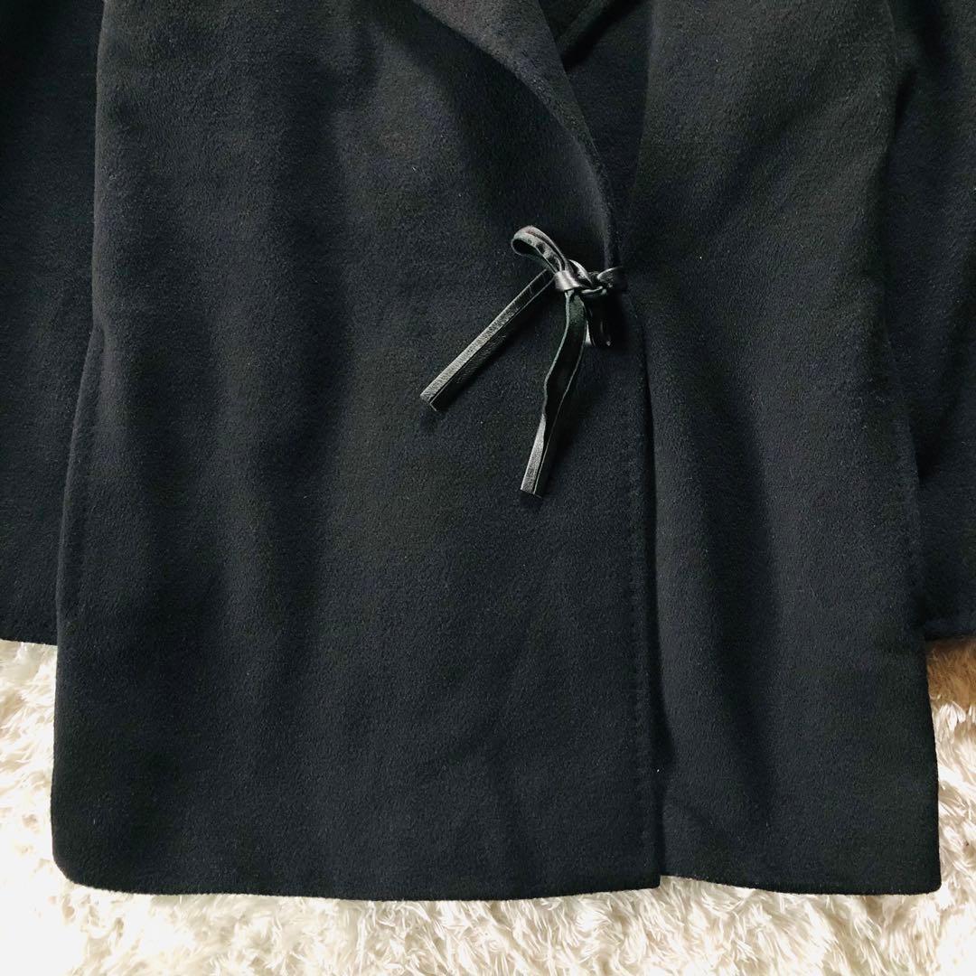 美品✨マックスマーラ カシミヤ混コート ビッグカラー 白タグ ブラック 40