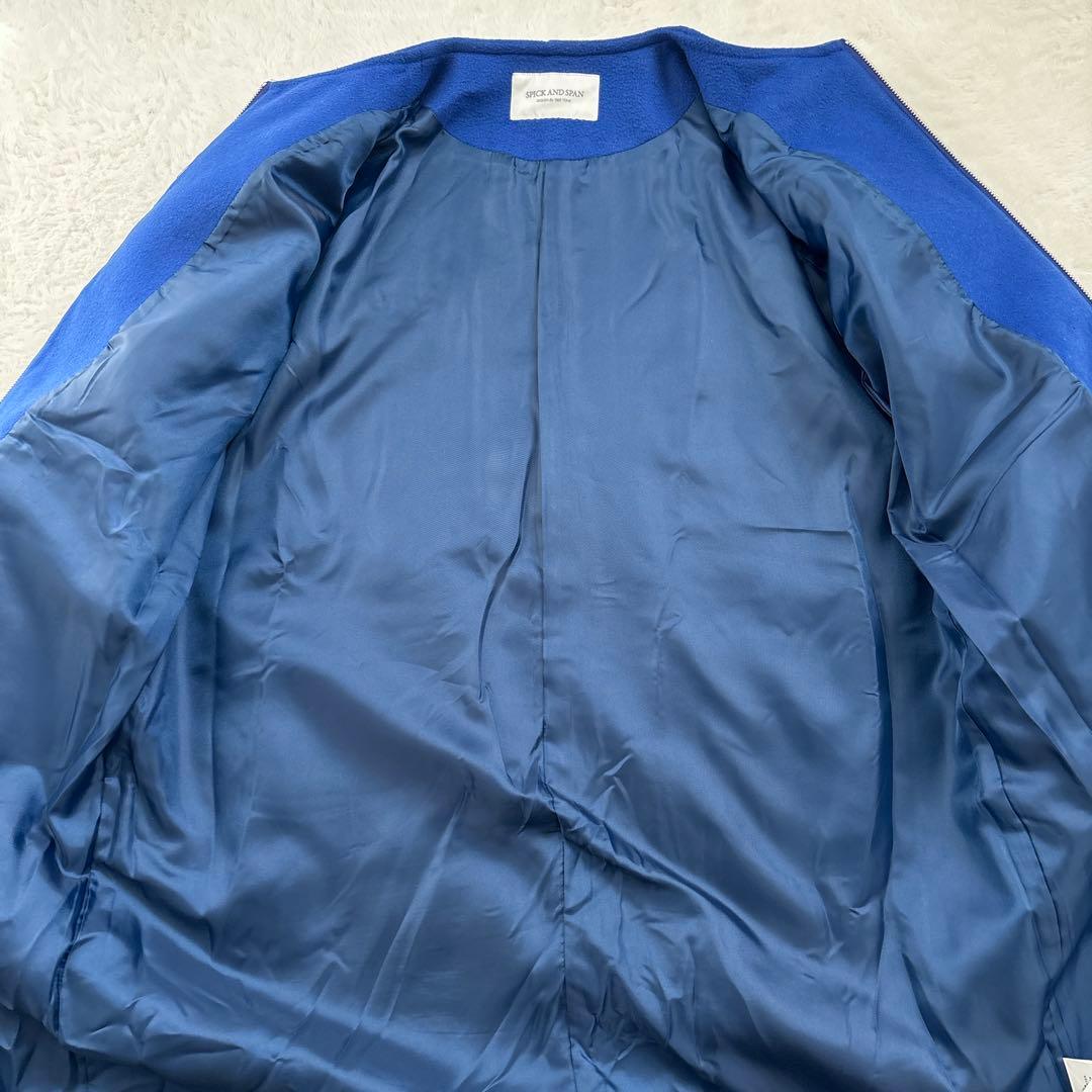 Spick and Span ビーバー フロントZIP ノーカラーコート L