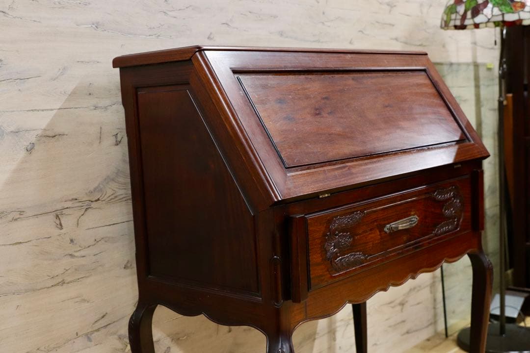 GMHH69○唐木家具 無垢材 ライティングビューロー 書斎机 什器 デスク 机