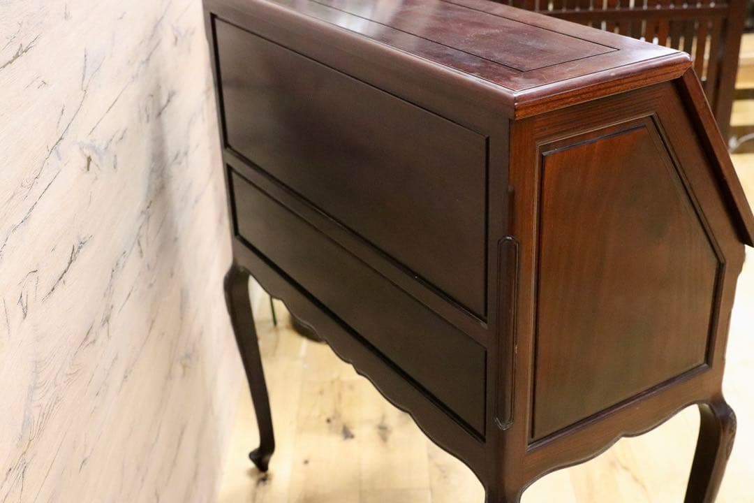 GMHH69○唐木家具 無垢材 ライティングビューロー 書斎机 什器 デスク 机