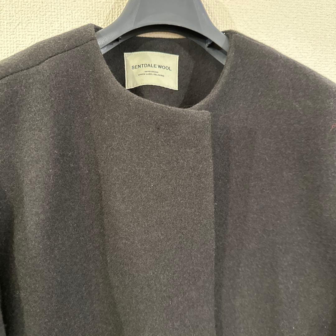 グリーンレーベルリラクシング ノーカラーミドル丈コート