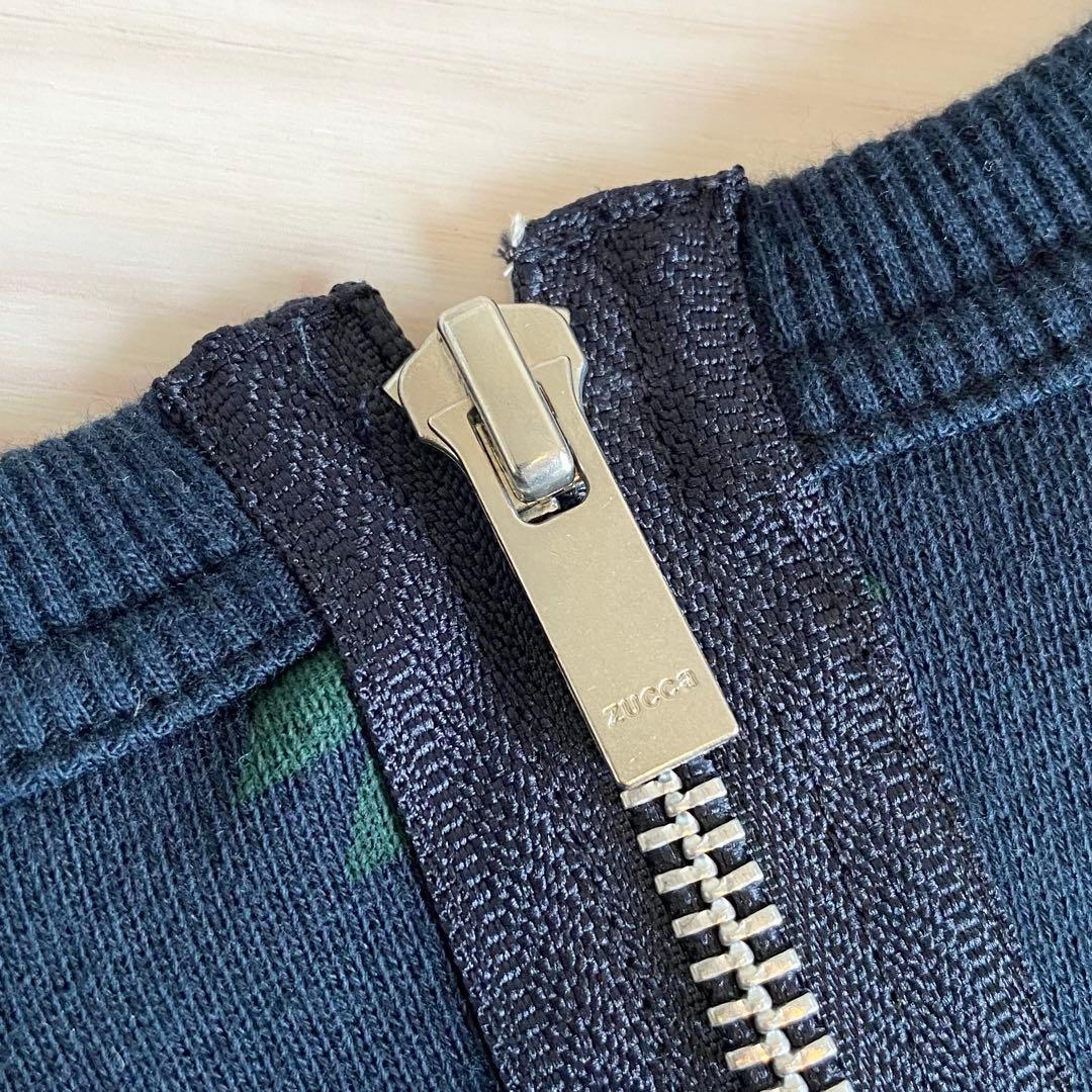 未使用タグ付 2025SS ZUCCa ブロックプリントスウェット M ネイビー