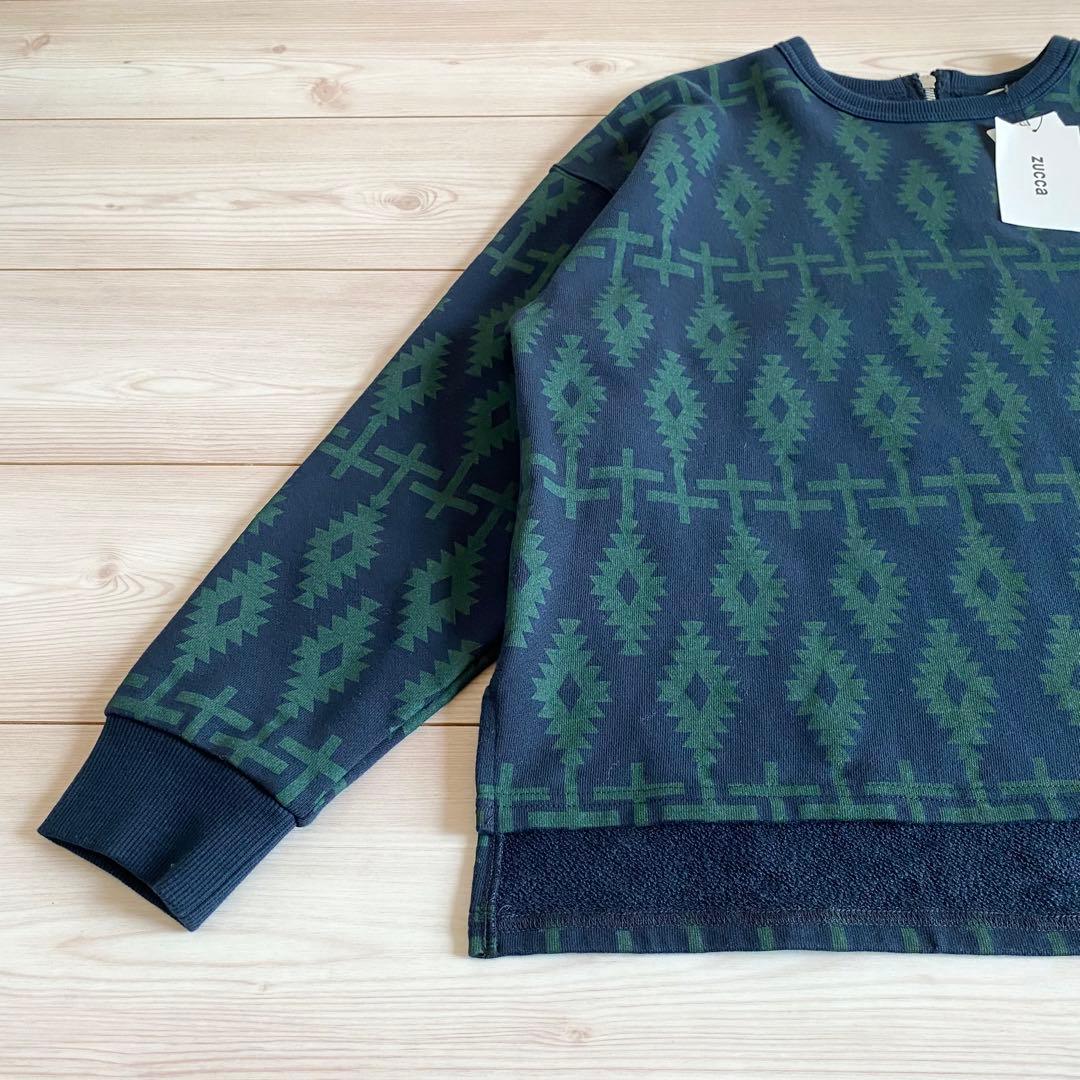 未使用タグ付 2025SS ZUCCa ブロックプリントスウェット M ネイビー