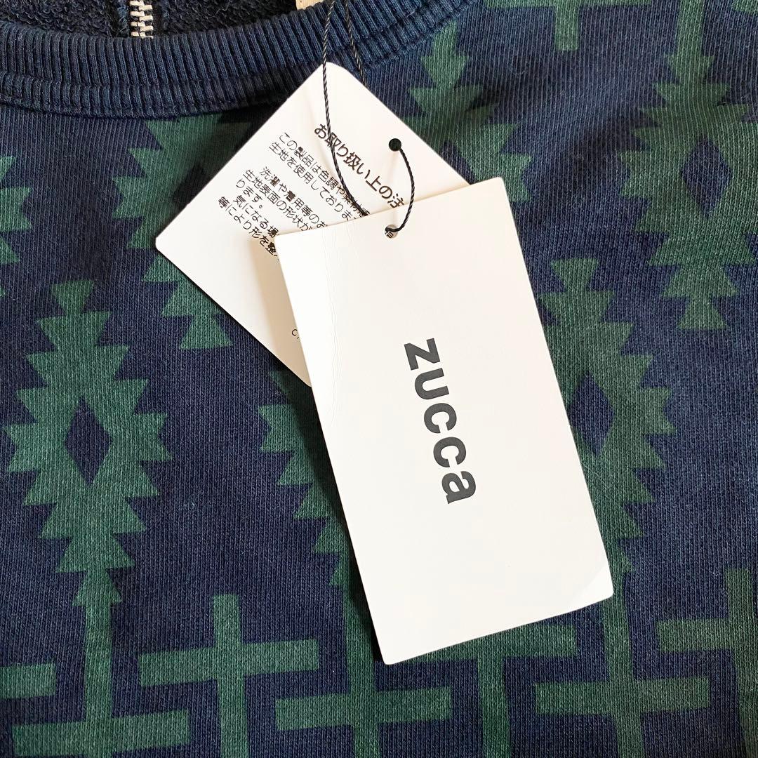 未使用タグ付 2025SS ZUCCa ブロックプリントスウェット M ネイビー