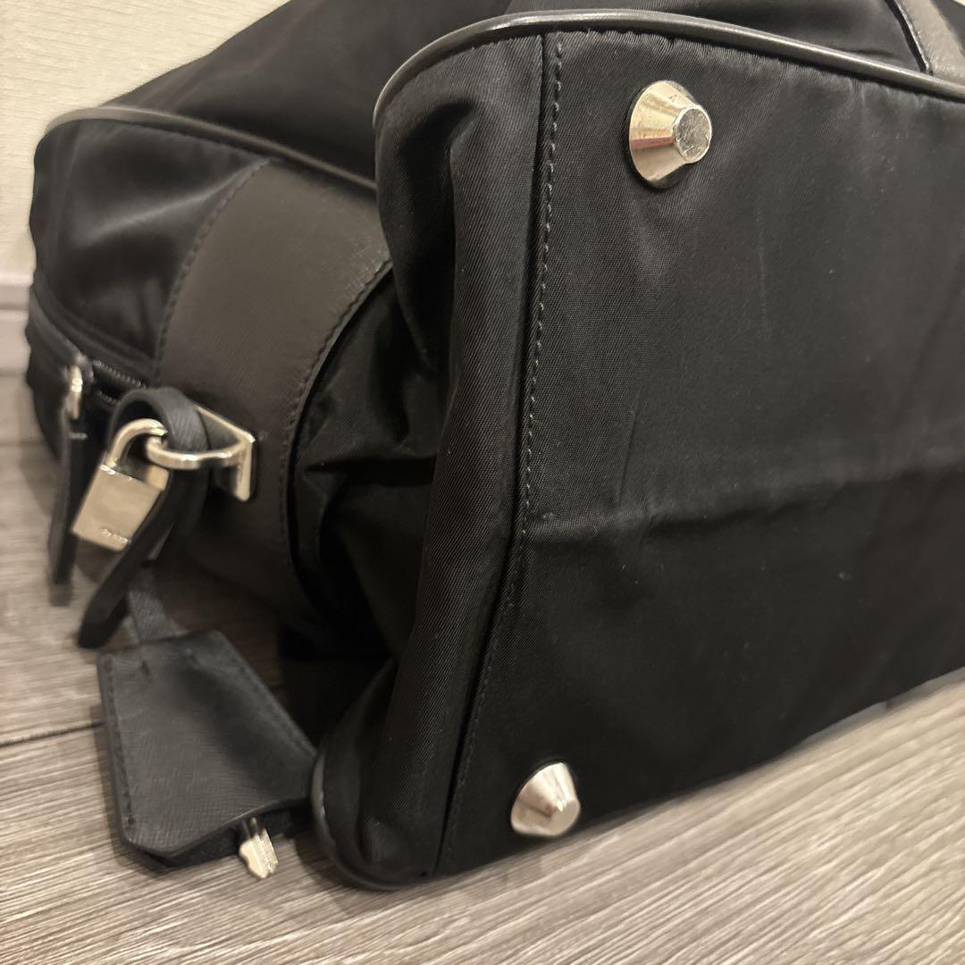 PRADA トートバッグ　ボストンバッグ　ナイロン×サフィアーノ　黒
