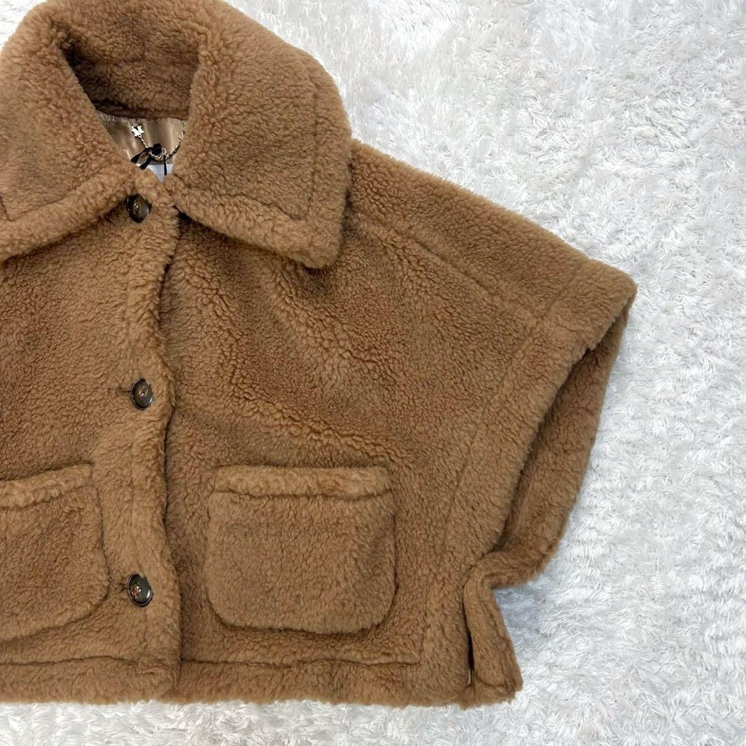 5772【タグ付き・美品】マックスマーラ‪☆テディベアケープコート ボアポンチョ