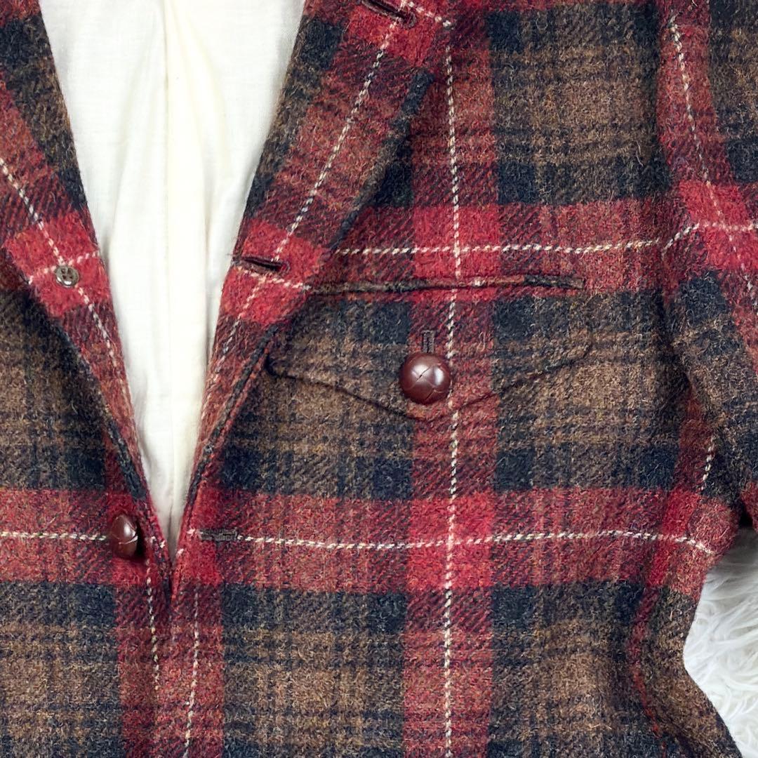 美品　ビームス　MOON　ツイード　アンコンジャケット　胡桃ボタン　L　チェック