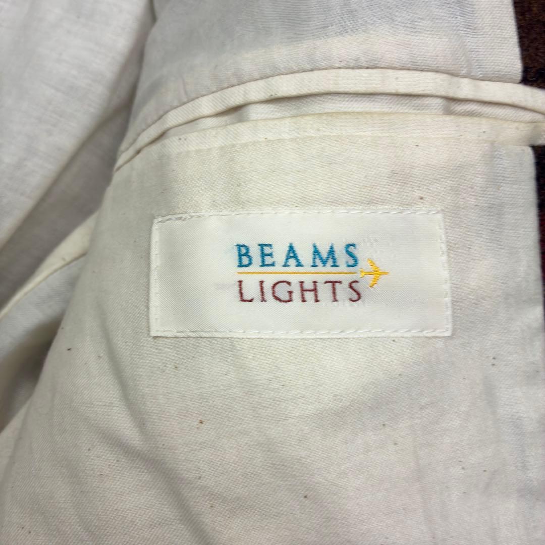 美品　ビームス　MOON　ツイード　アンコンジャケット　胡桃ボタン　L　チェック