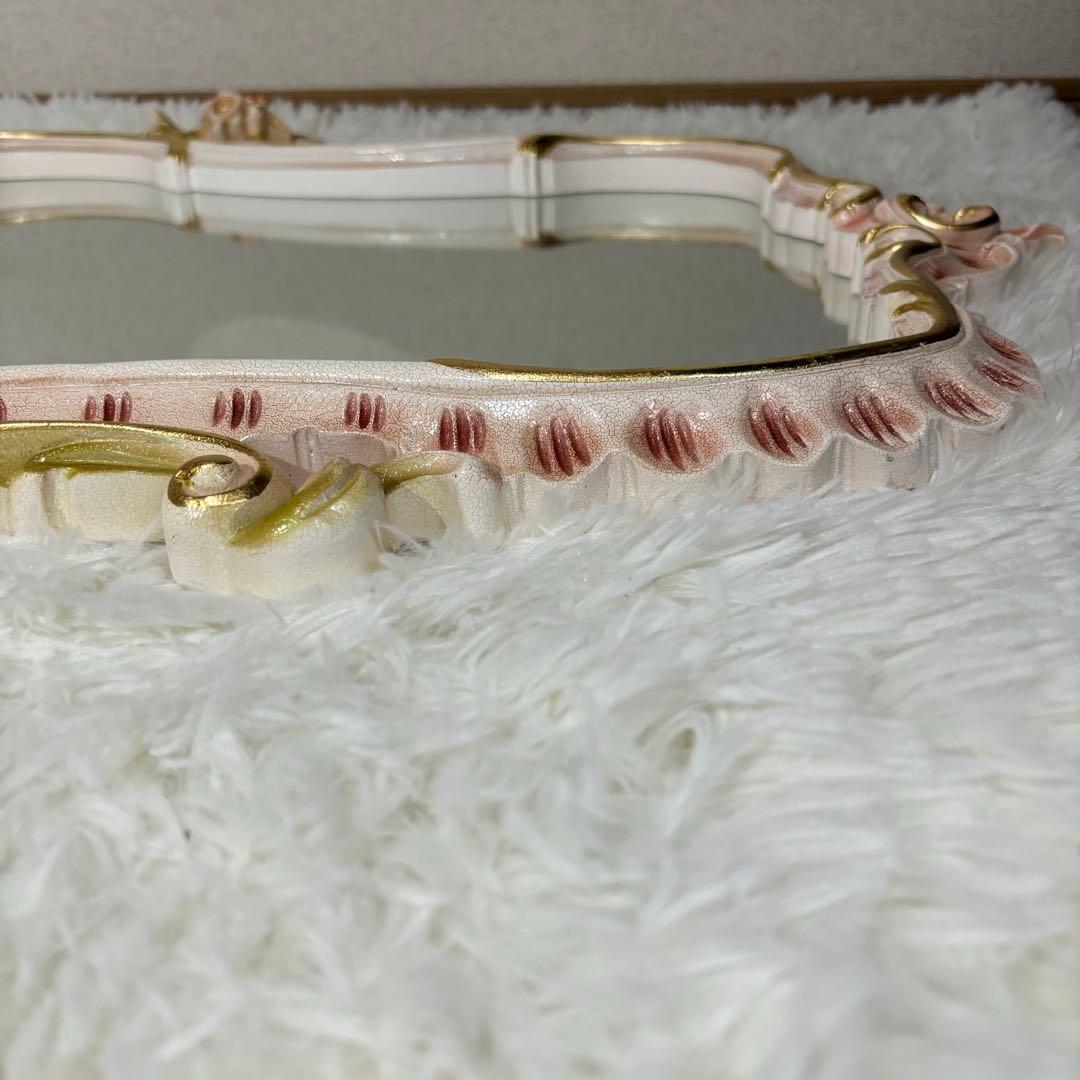 美品☆アンティーク☆鏡☆ロココ調☆壁掛けミラー☆姿見　ひび割れ加工