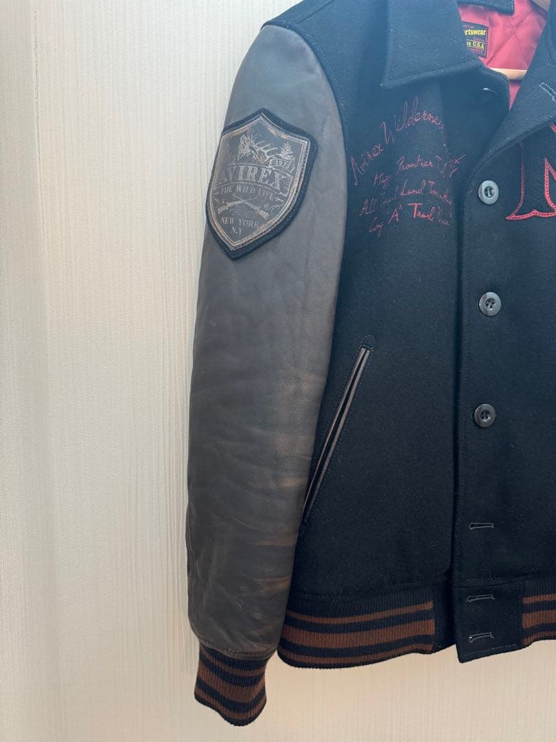 AVIREX スタジャン 袖革 ユーズド加工 上野商会