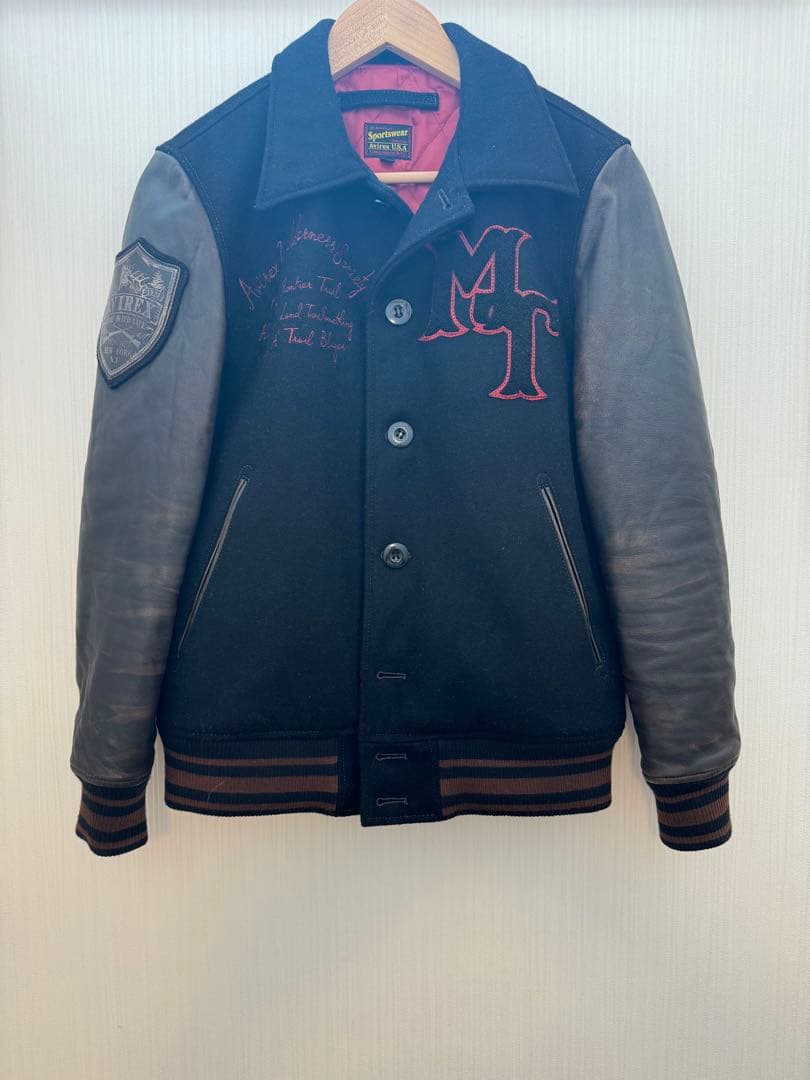 AVIREX スタジャン 袖革 ユーズド加工 上野商会