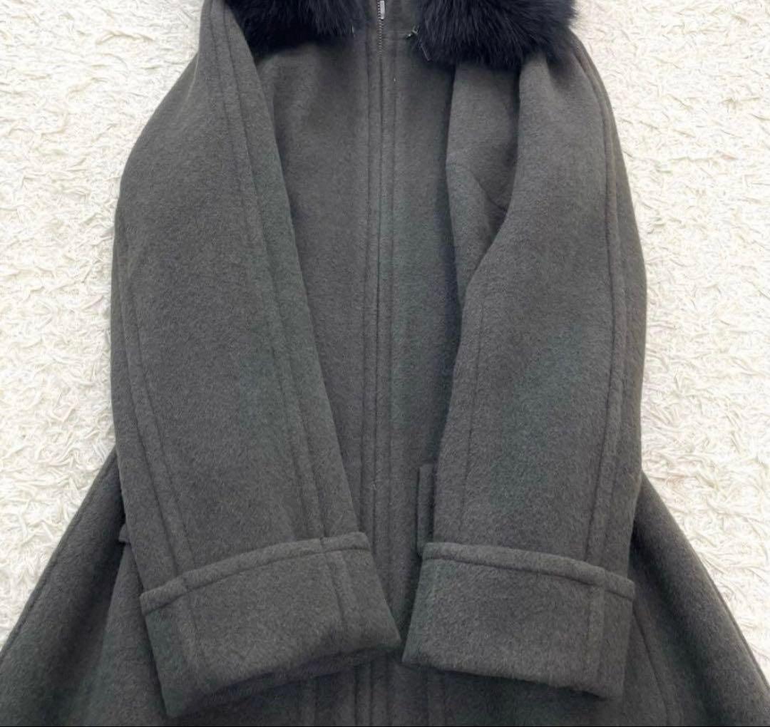 【Diagram 】ダークグレー ロングコート ファー付き