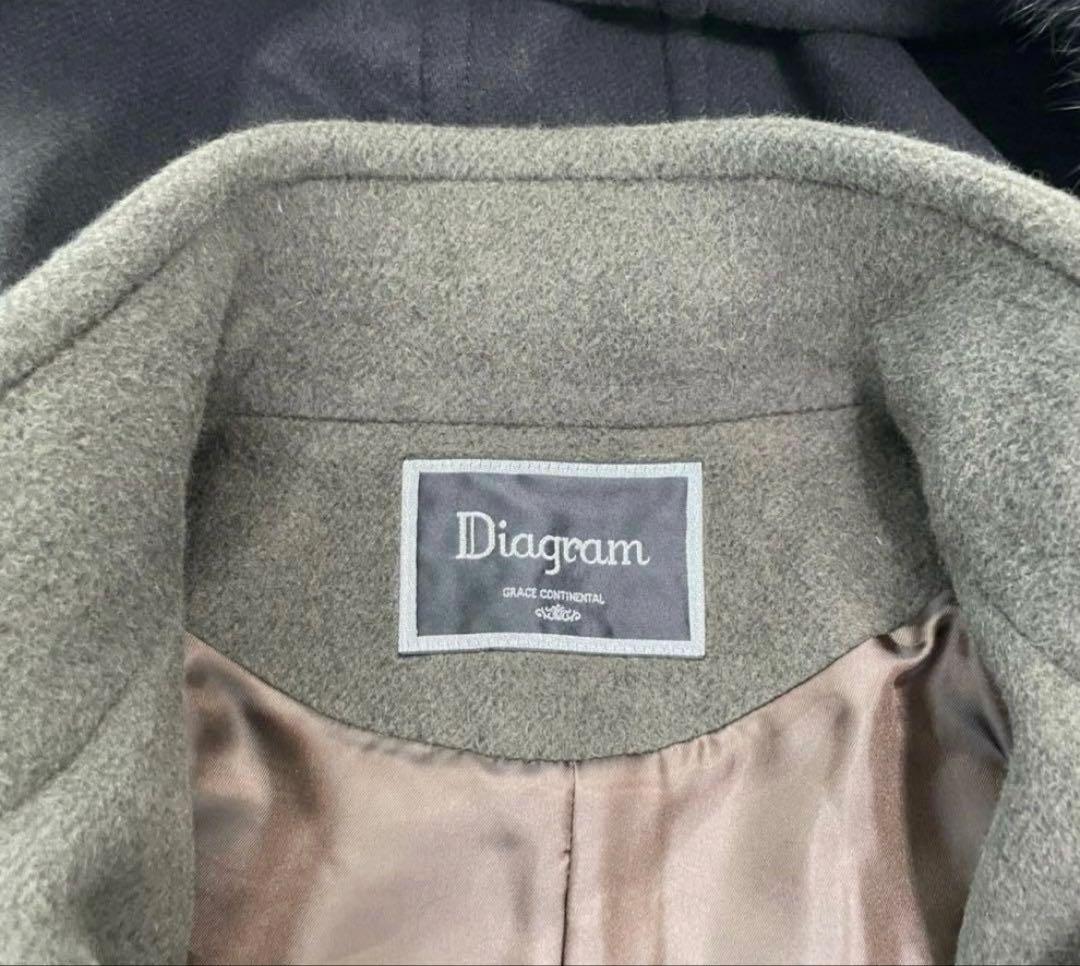 【Diagram 】ダークグレー ロングコート ファー付き