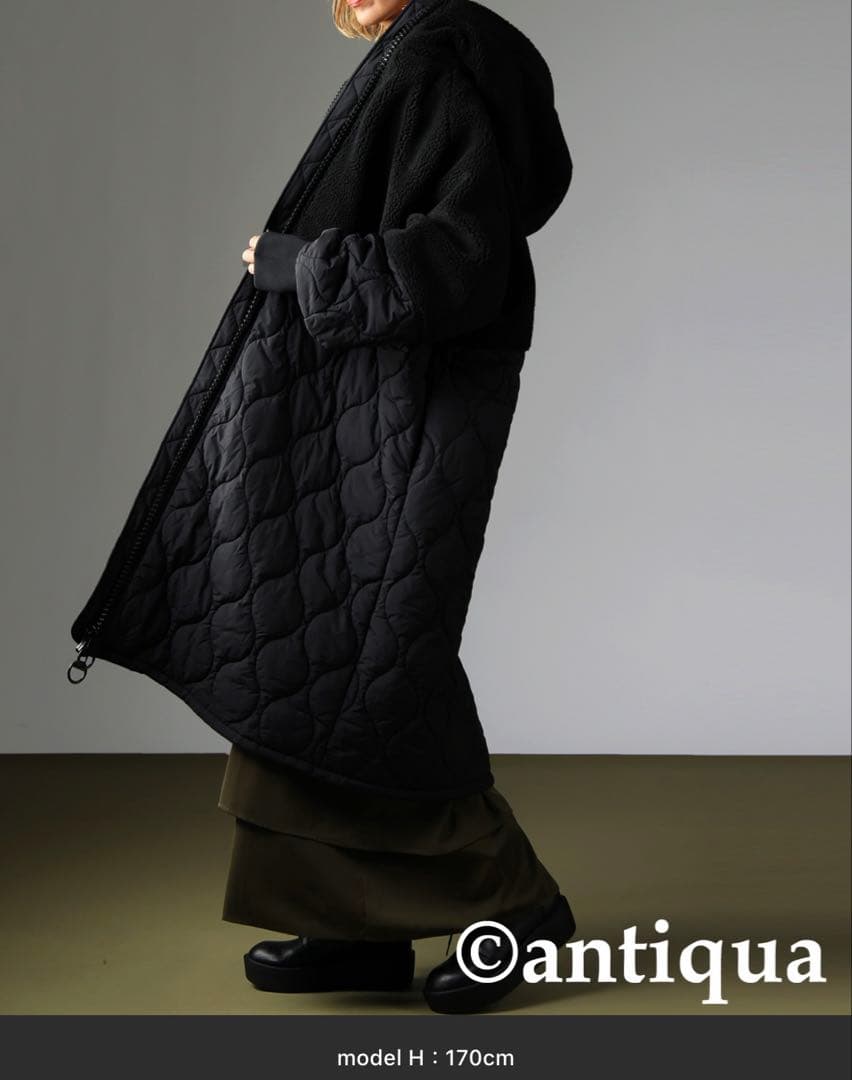 antiqua アンティカ ♡ ビッグファスナーロングコート