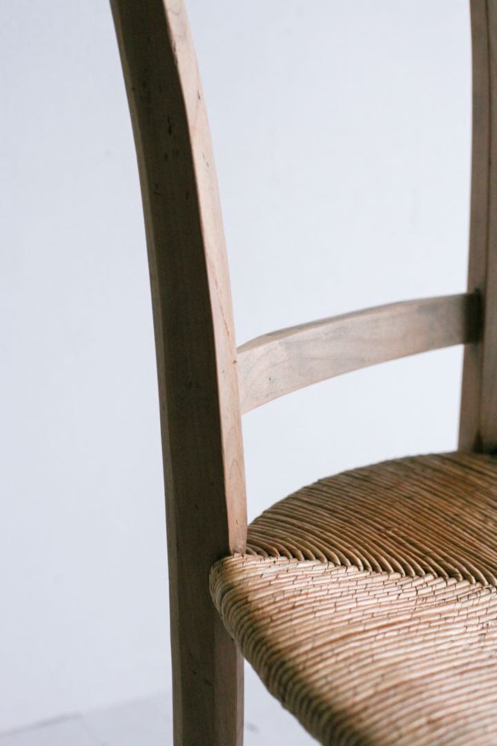 フランス　ラッシュ編みチェア　無垢材　ブロカント　ダイニングチェア　古家具