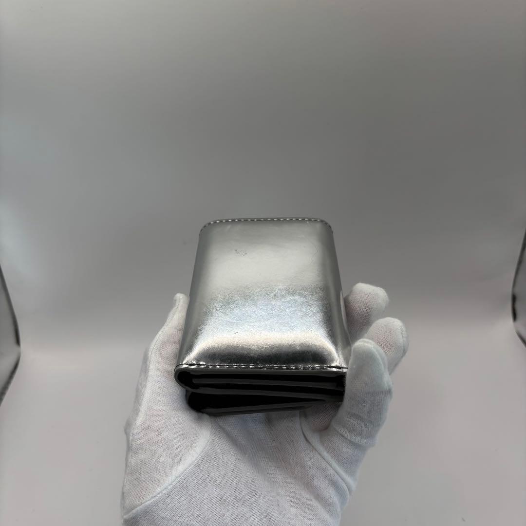 DIESEL 三つ折り財布　シルバー　1DR サークルロゴ　ウォレット　Dロゴ