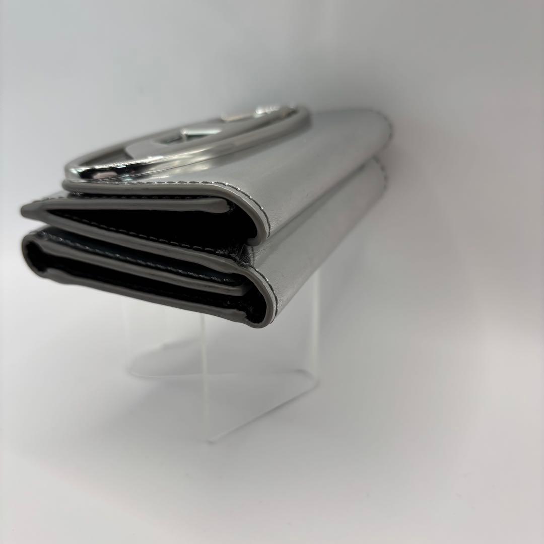 DIESEL 三つ折り財布　シルバー　1DR サークルロゴ　ウォレット　Dロゴ