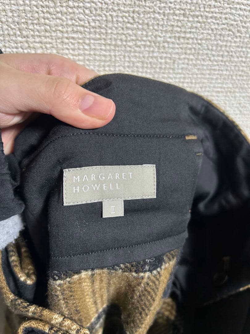 MARGARET HOWELL キャメル　タータンチェック　ウールスカート