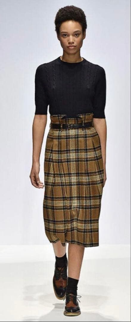 MARGARET HOWELL キャメル　タータンチェック　ウールスカート