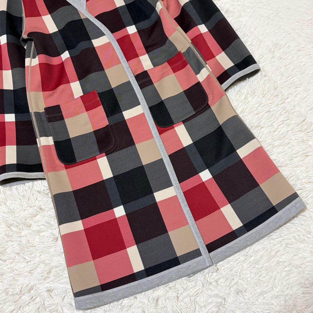 美品　ブルーレーベルクレストブリッジ　リバーシブル　ノーカラーコート　チェック