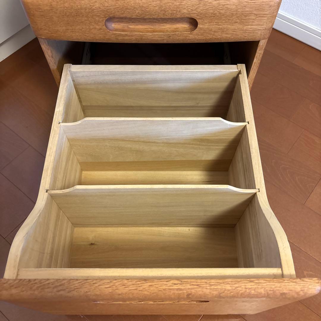 no34　木製デスク用ワゴン 3引き出し付き