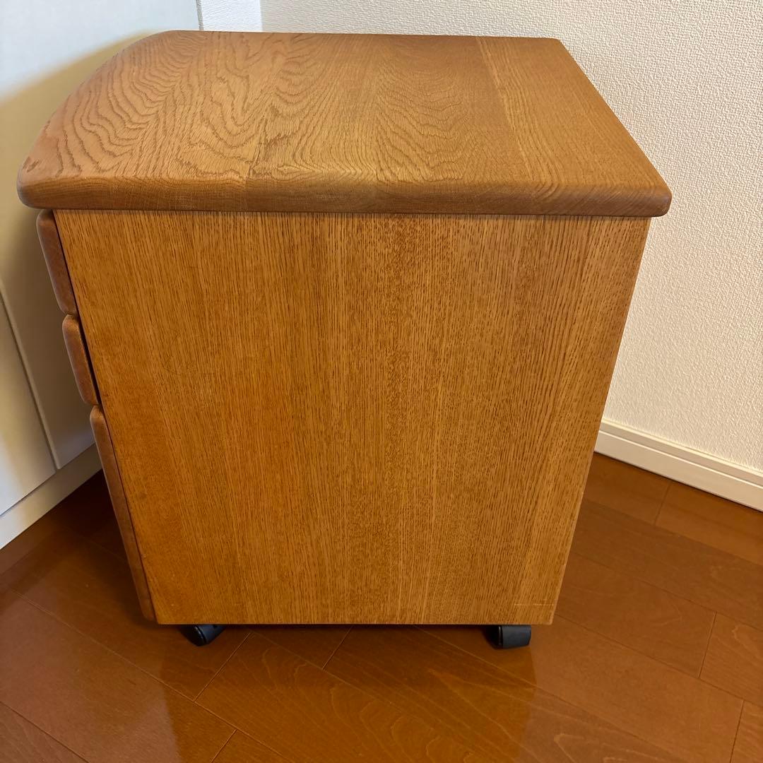 no34　木製デスク用ワゴン 3引き出し付き