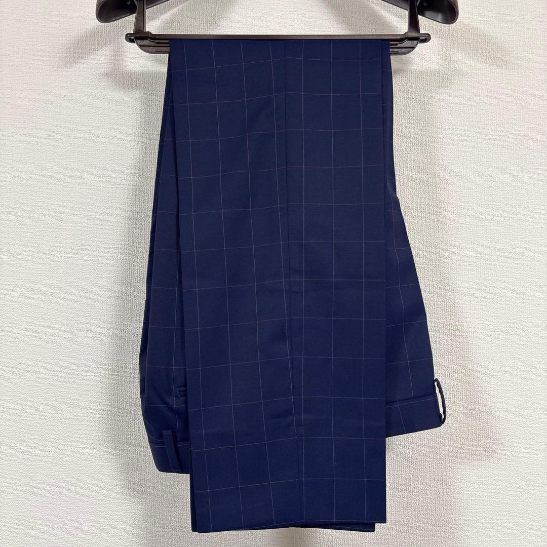 【極美品】HILTON スリーピーススーツ A5 ネイビー ウィンドウペン