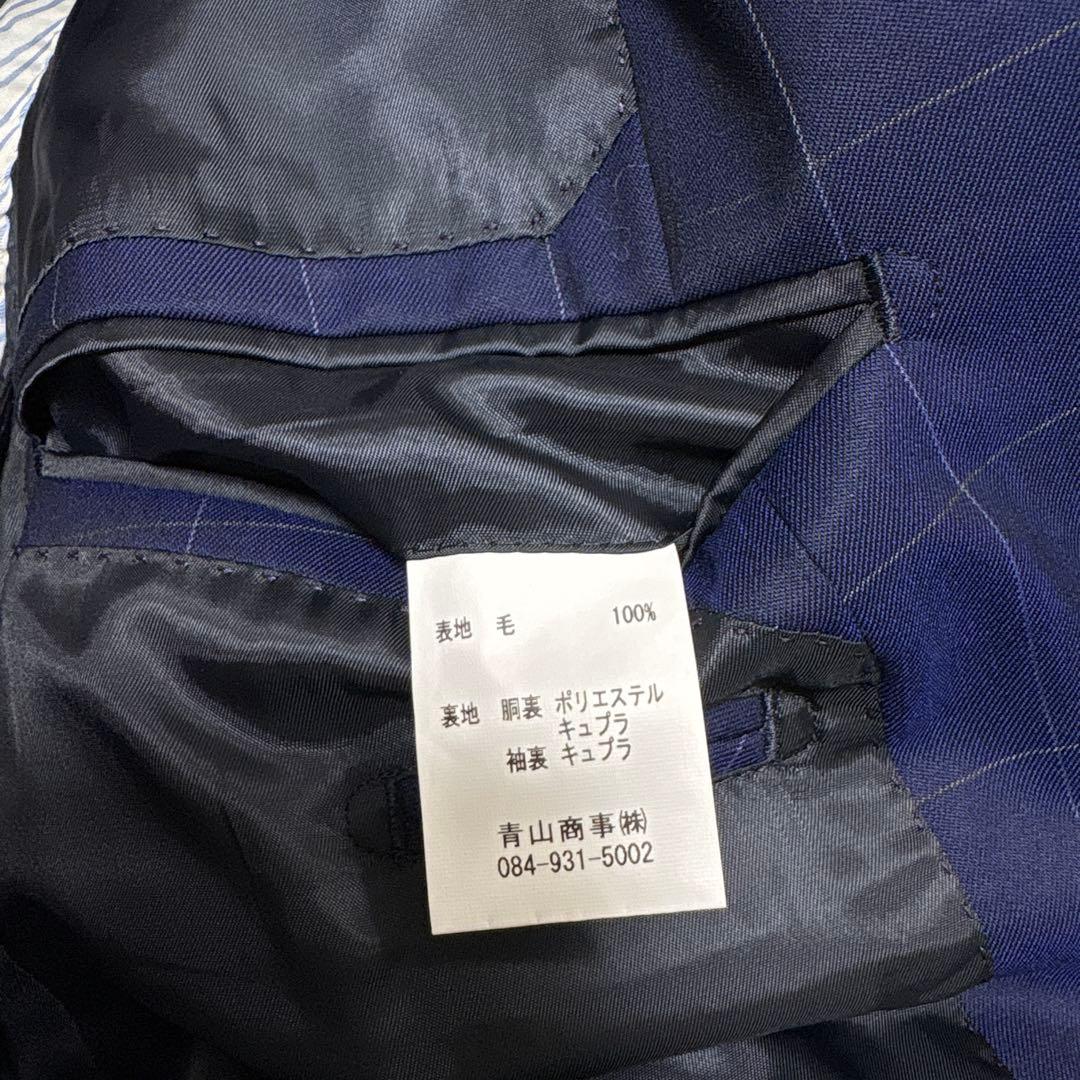 【極美品】HILTON スリーピーススーツ A5 ネイビー ウィンドウペン