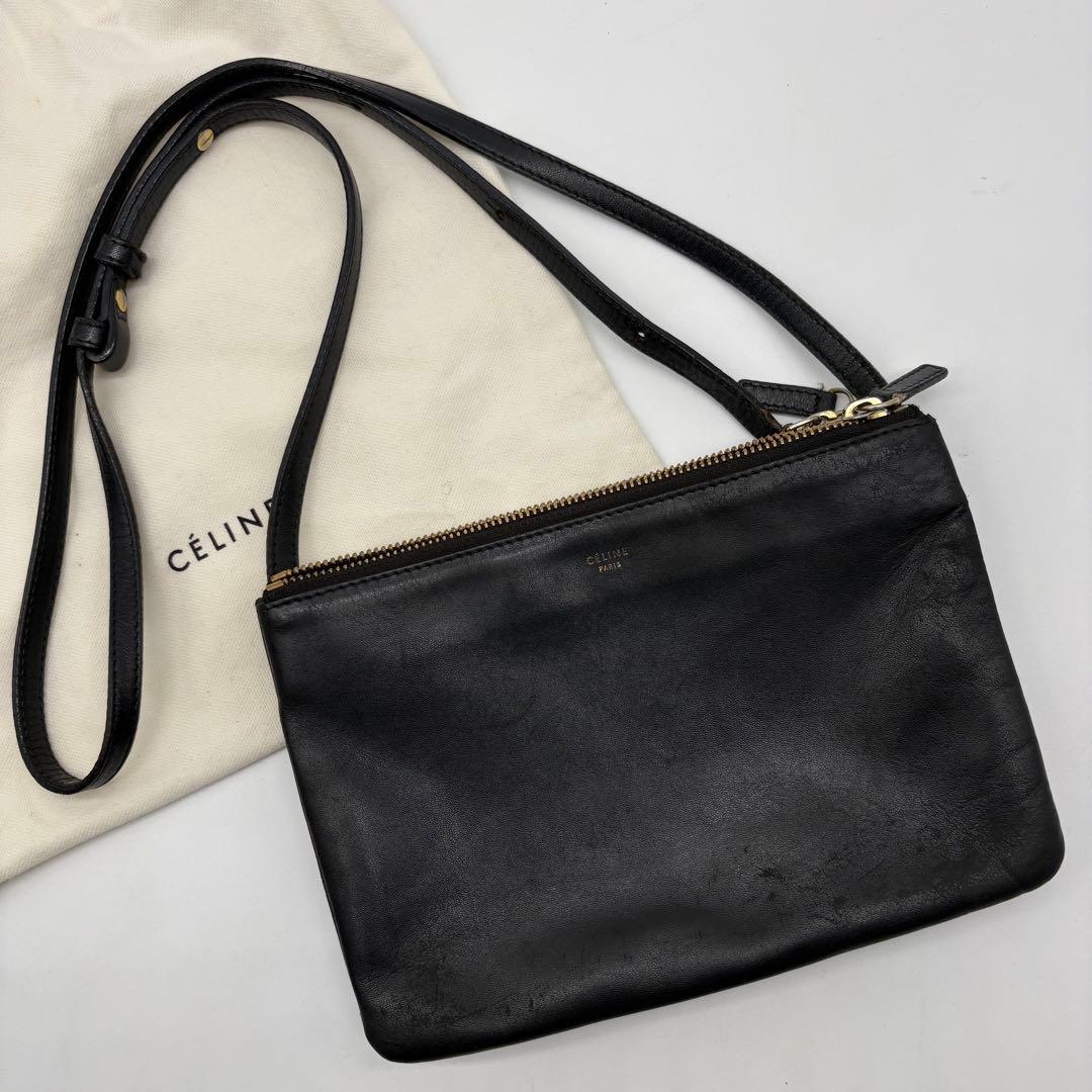 【大人気！✨】セリーヌ トリオ ショルダーバッグ ３連 ポシェット 黒