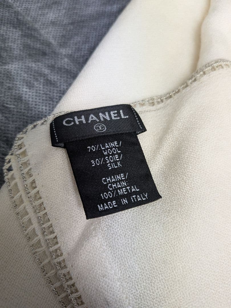 CHANEL アイボリー ロゴ ストール