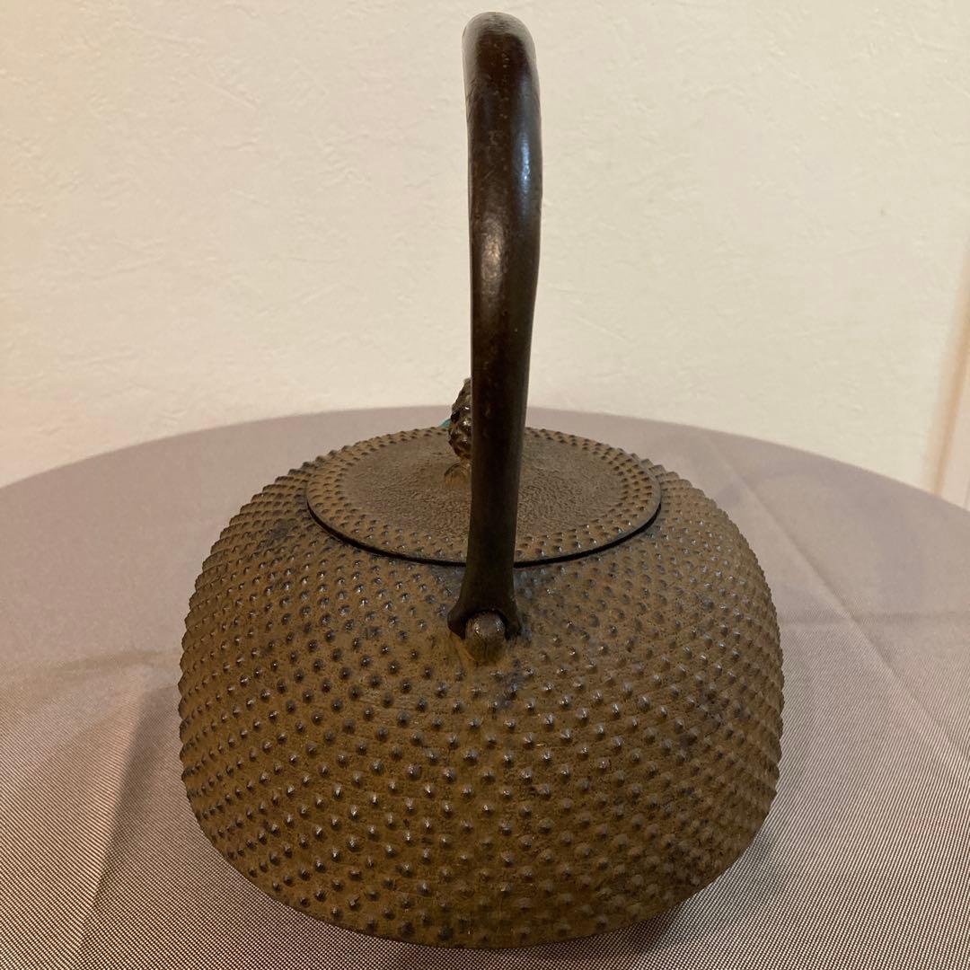 未使用　南部鉄瓶 成龍堂鋳造所・及川光正氏/齋峰作　 別製平南部型アラレ2.3L