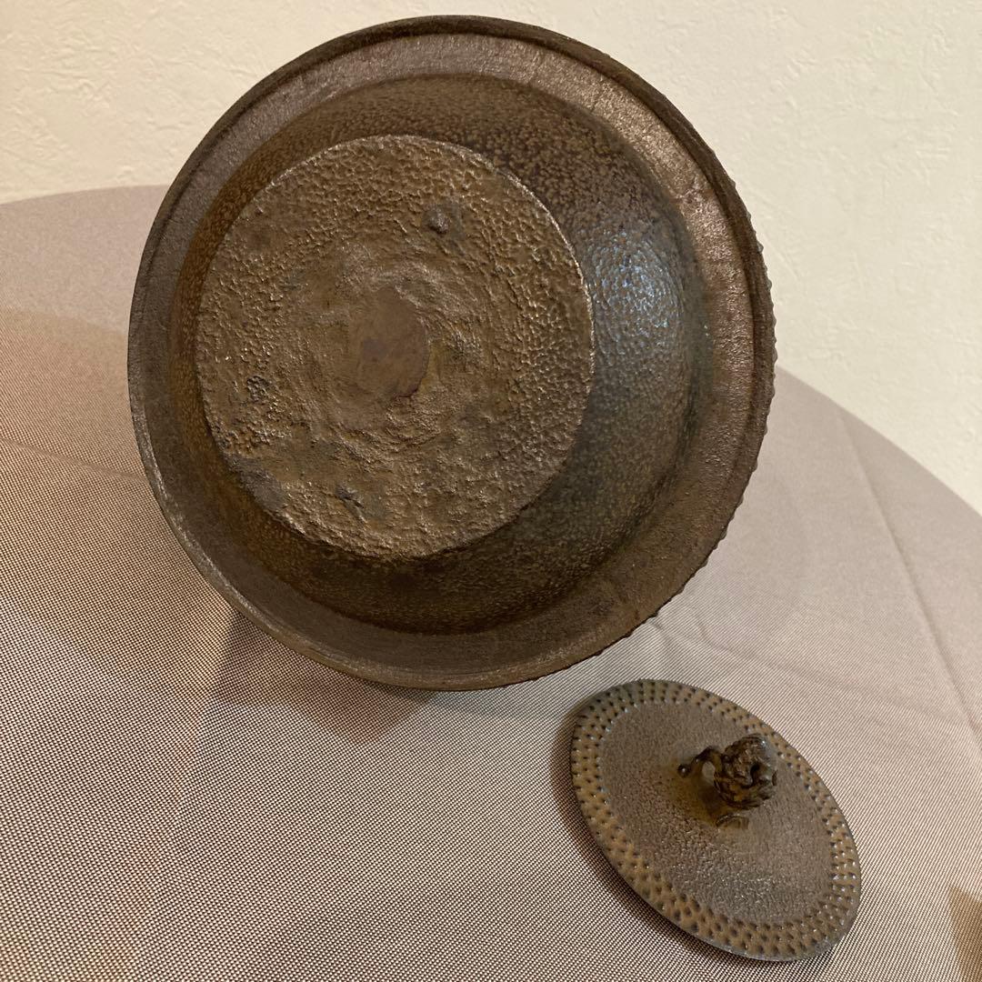 未使用　南部鉄瓶 成龍堂鋳造所・及川光正氏/齋峰作　 別製平南部型アラレ2.3L