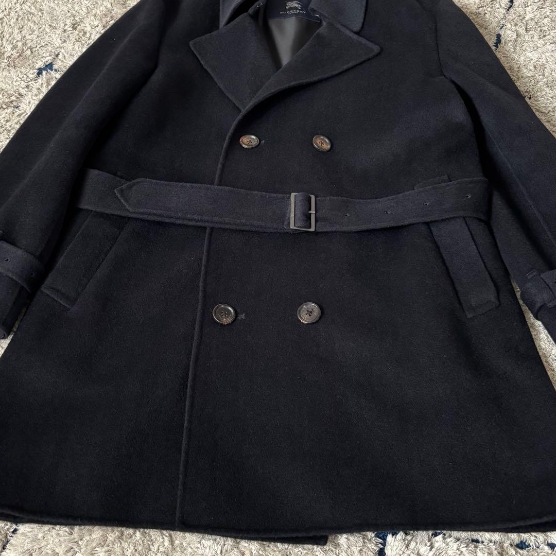 【美品✨】バーバリーロンドン　トレンチコート　カシミヤ　ウール　ベルト　黒　Ｌ